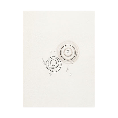 River Stones Canvas Art | Winter Japandi Minimal Line Art