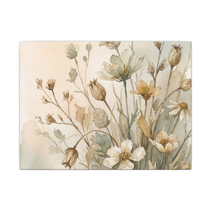 Summer Dried Flowers Watercolor Canvas Art | Elegant Decor