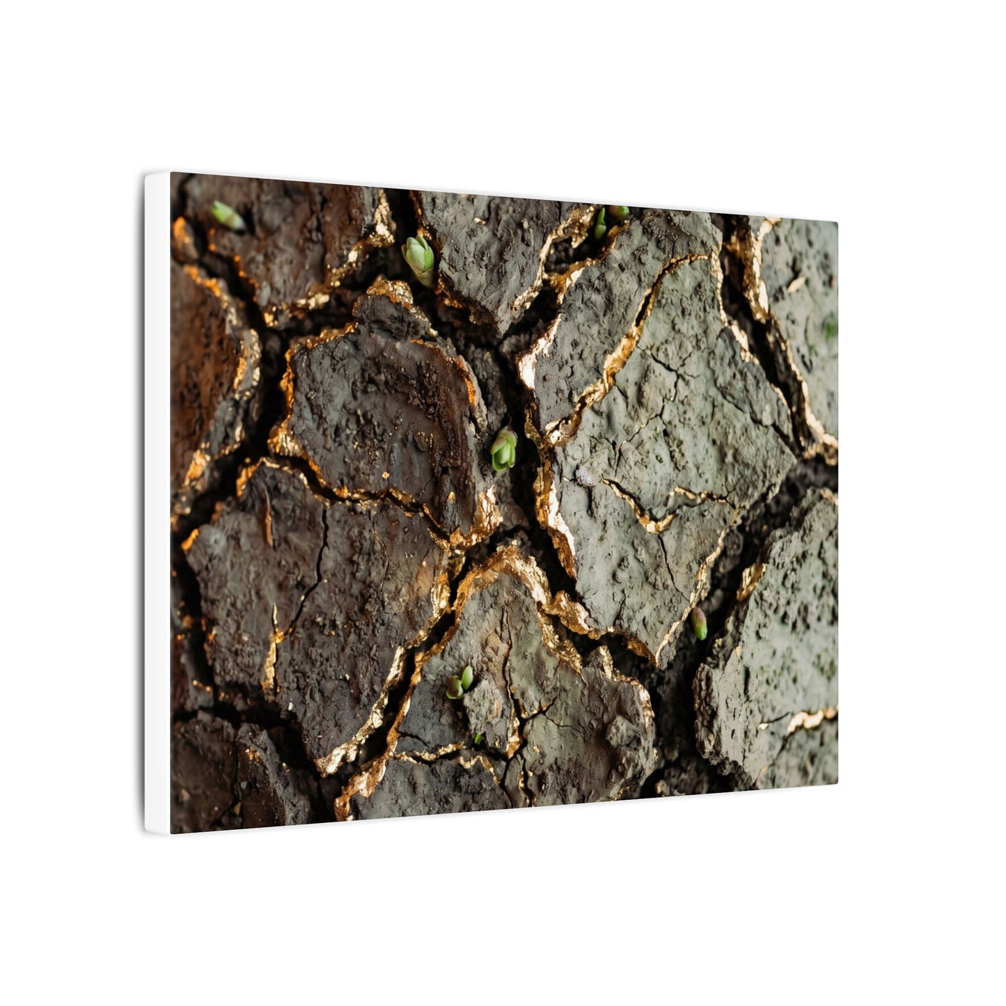 Earthy Cracked Earth Canvas Art - Japanese Pattern Japandi