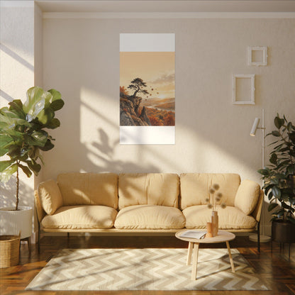 Pine Tree Autumn Canvas Art | Japandi Warm Design