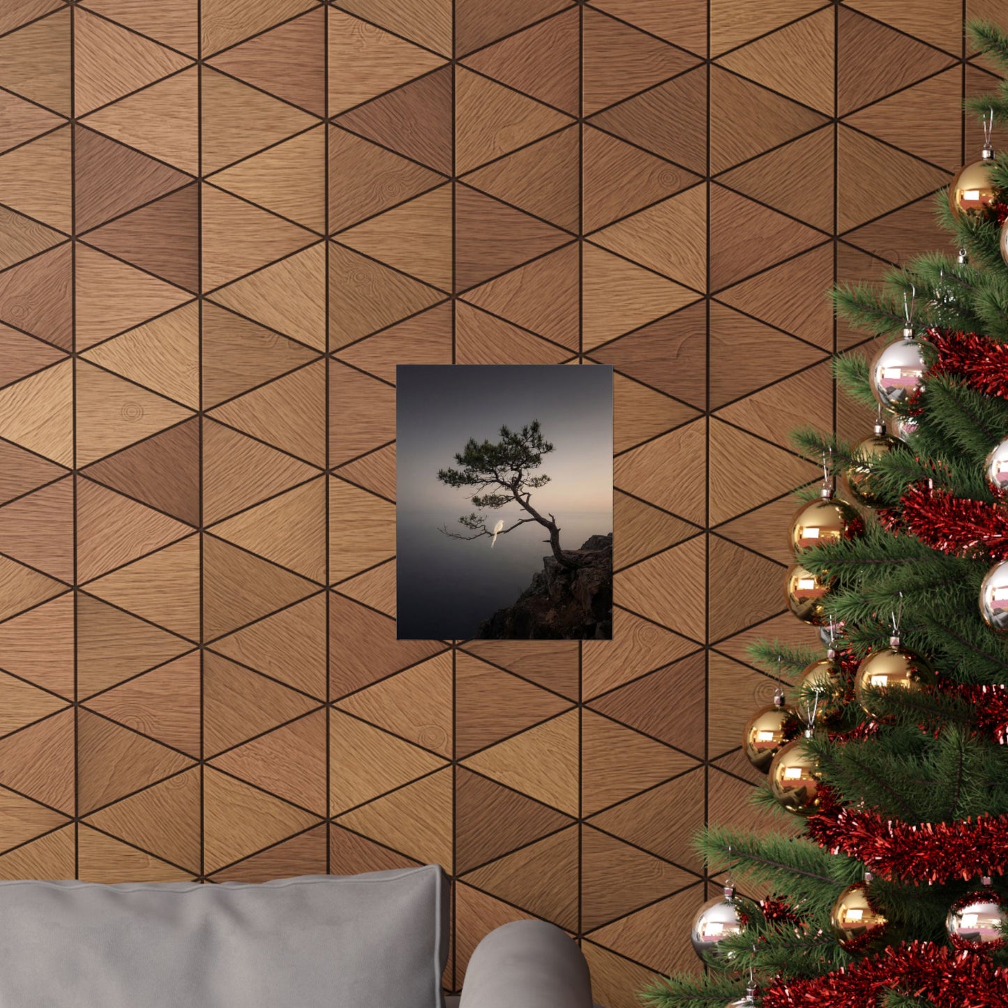 Moody Pine Tree Wall Art Print - Moody Minimal Dark Japandi