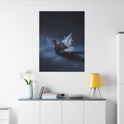 Kintsugi Paper Fold in Moonlight | Crackle Gold Canvas Art