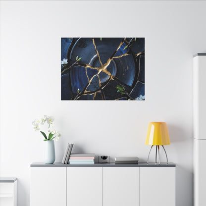 Moonlight Broken Pottery Canvas Art - Kintsugi Fukinsei