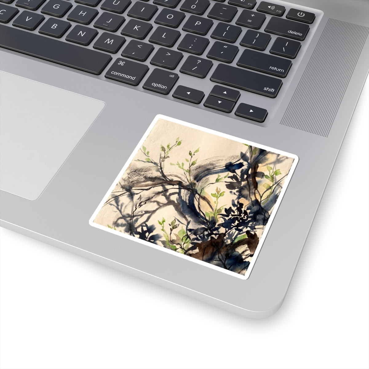 Spring Shadow Play Charcoal Ink Sticker | Moody Decor