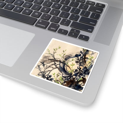 Spring Shadow Play Charcoal Ink Sticker | Moody Decor