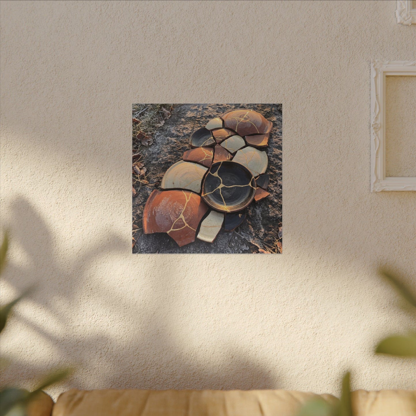 Winter Broken Pottery Gold Vein Canvas Art | Beautiful Decor