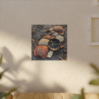 Winter Broken Pottery Gold Vein Canvas Art | Beautiful Decor