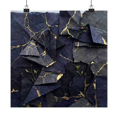 Paper Fold Crackle Gold Wall Art Print | Philosophical Kintsugi Art Art Print