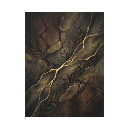 Cracked Earth Charcoal Ink Canvas Art | Bold Dark Japandi Art