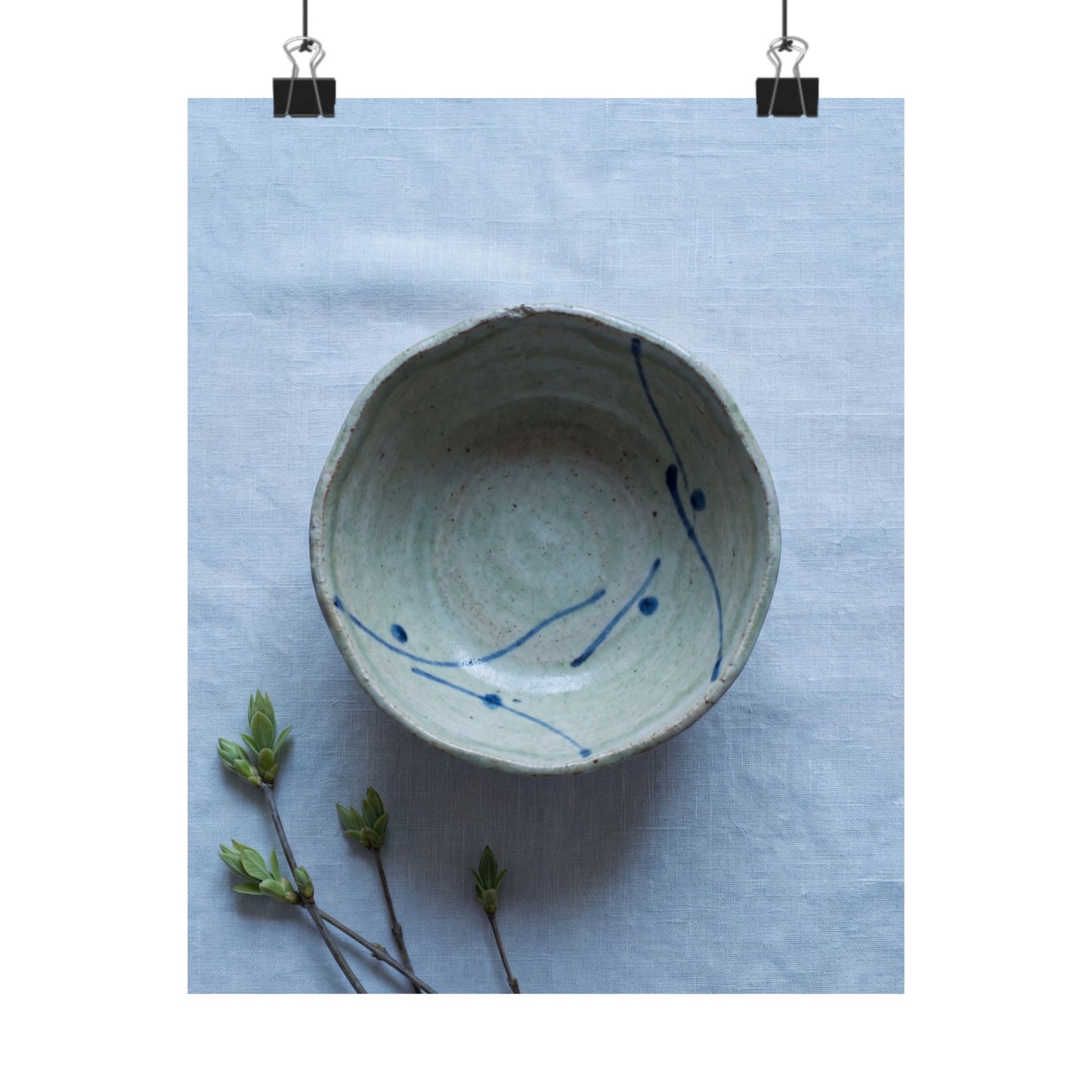 Japandi Ceramic Bowl in Moonlight | Minimal Line Wall Art Print Art Print