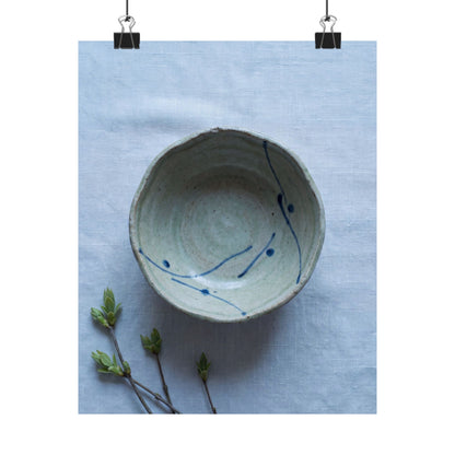 Japandi Ceramic Bowl in Moonlight | Minimal Line Wall Art Print Art Print