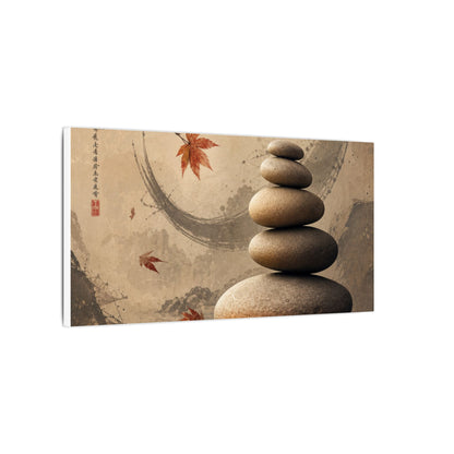 Japandi River Stones in Candlelight | Japanese Pattern Canvas Art