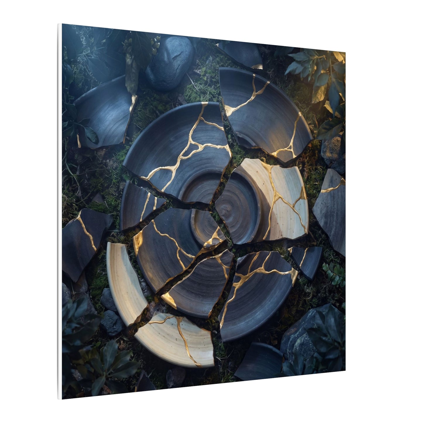 Resilient Broken Pottery Canvas Art - Gold Vein Kintsugi