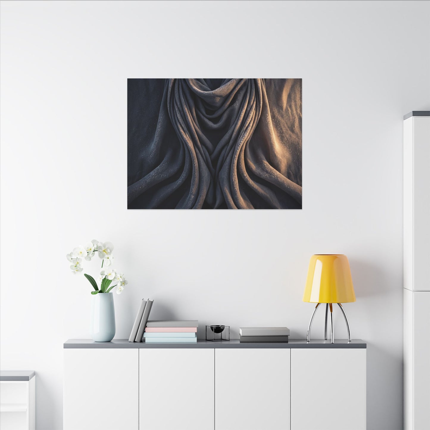 Moody Silk Drape Canvas Art - Shadow Zen Dark Japandi