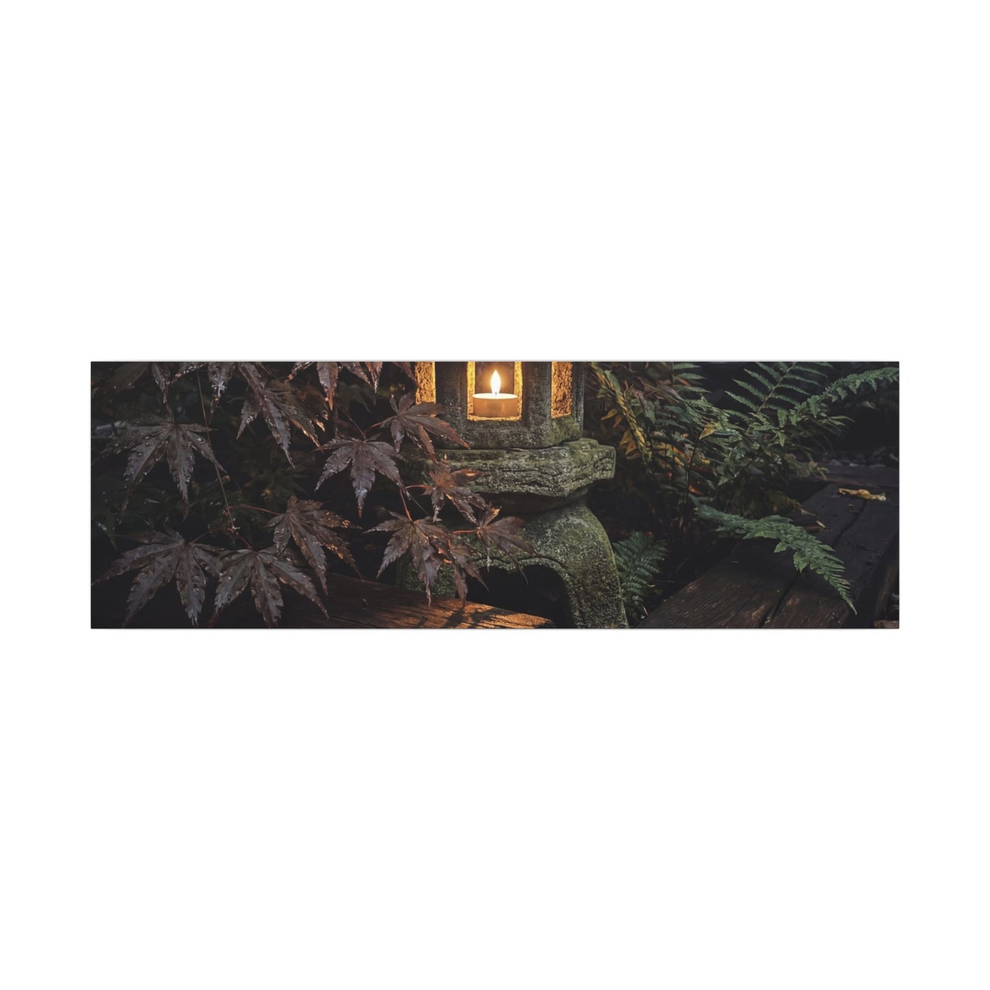 Moody Moonlit Garden Canvas Art - Shadow Zen Dark Japandi