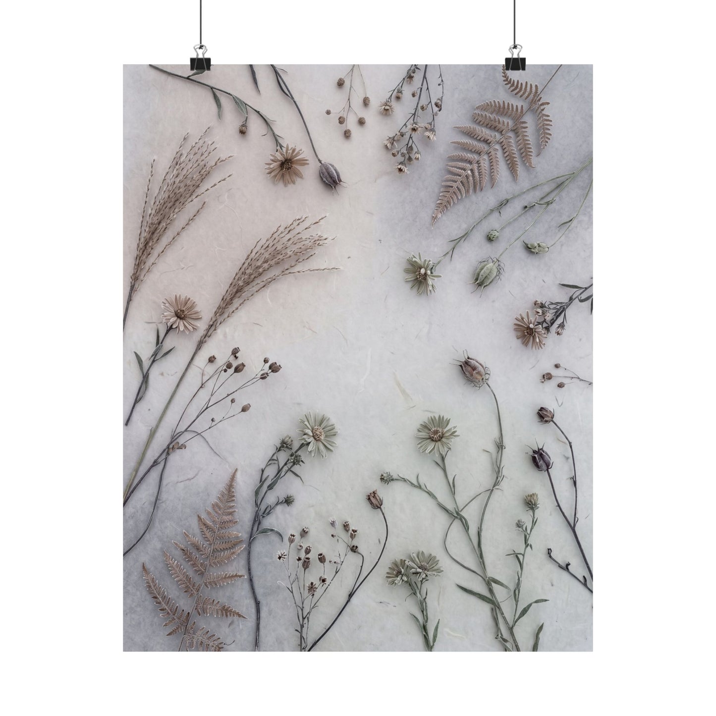 Earthy Dried Flowers Wall Art Print - Japanese Pattern Japandi