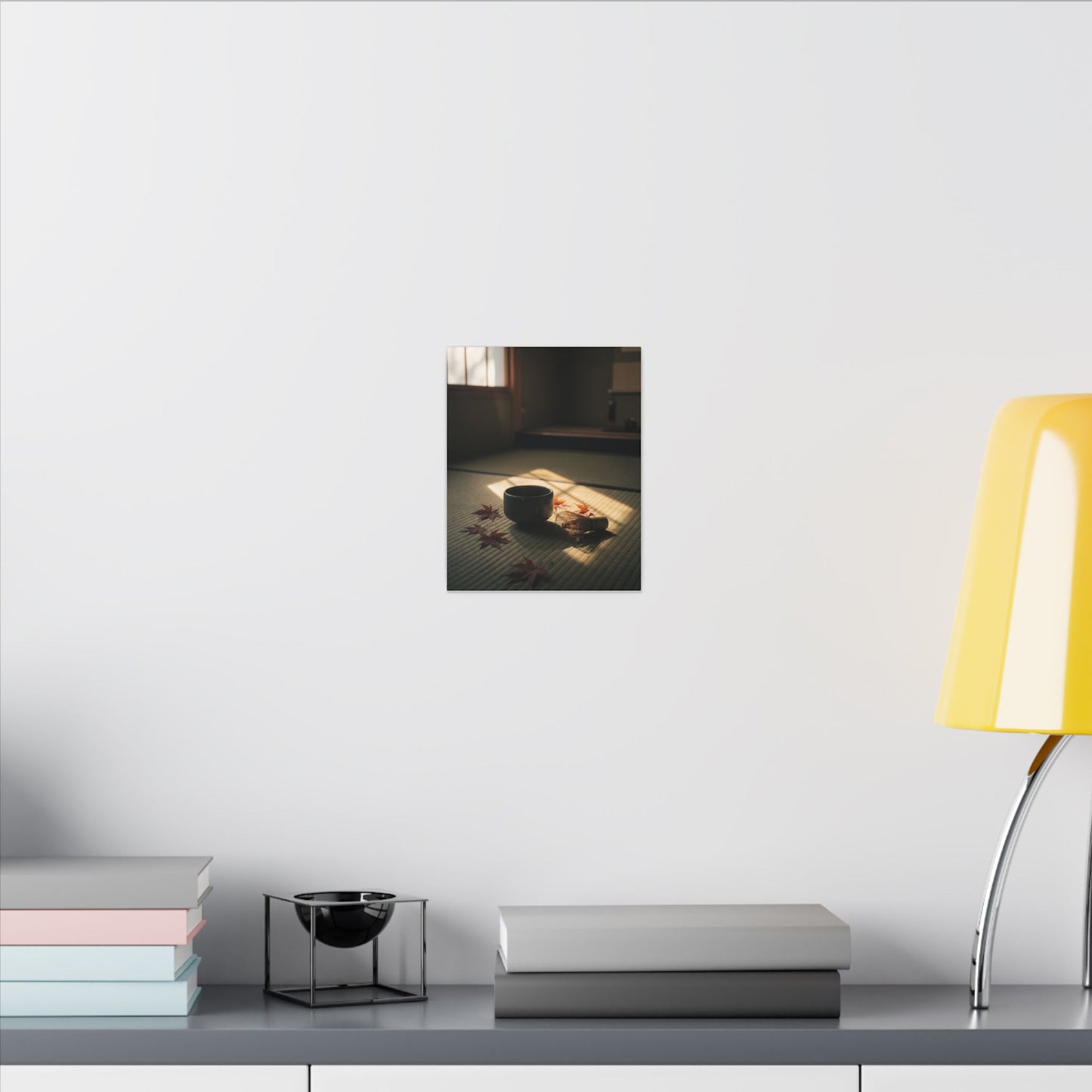Dark Japandi Tea Ceremony in Golden Hour | Moody Minimal Canvas Art