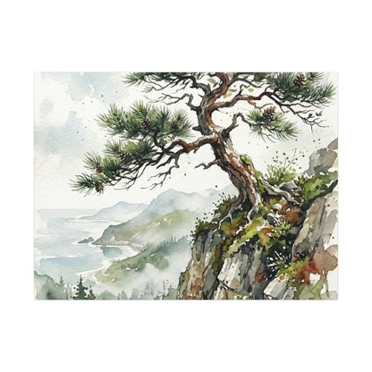 Pine Tree Spring Canvas Art | Japandi Neutral Design