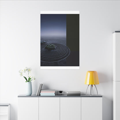 Ma Rock Garden Canvas Art - Dark Japandi Moody Minimal
