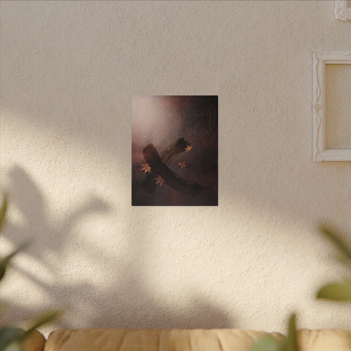 Moody Ink Brushstroke Canvas Art - Moody Minimal Dark Japandi