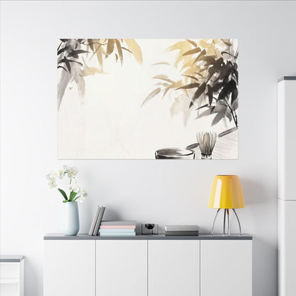Tea Ceremony Sumi E Canvas Art | Serene Zen Art