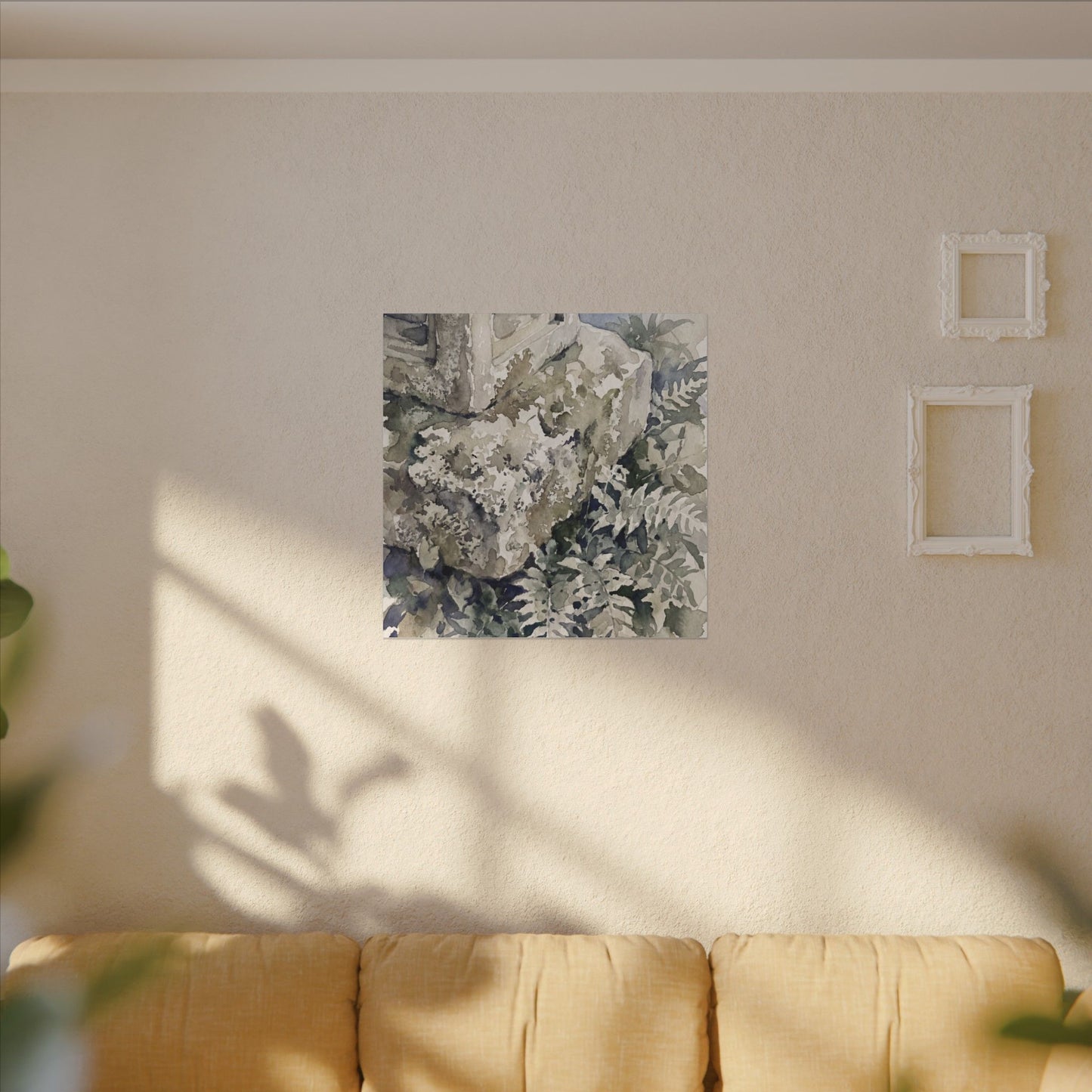 Stone Lantern Watercolor Canvas Art | Elegant Japandi Art