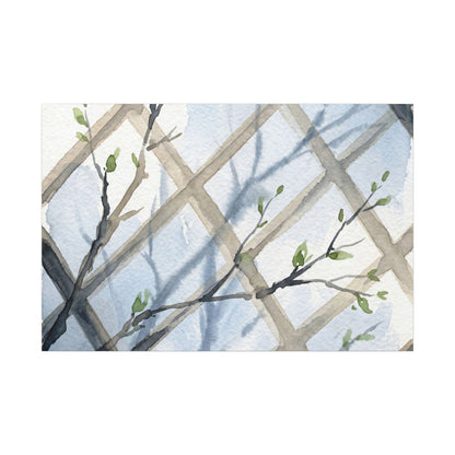 Shoji Screen Canvas Art | Spring Japandi Watercolor Art