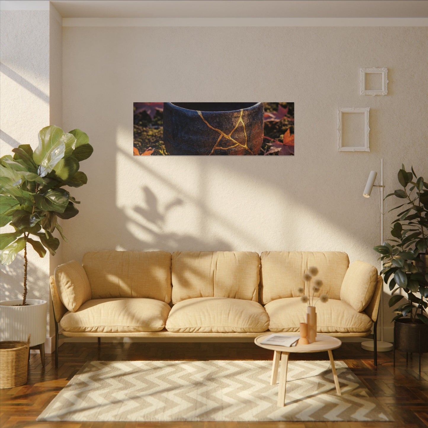 Kanso Moonlit Garden Canvas Art - Kintsugi Gold Repair