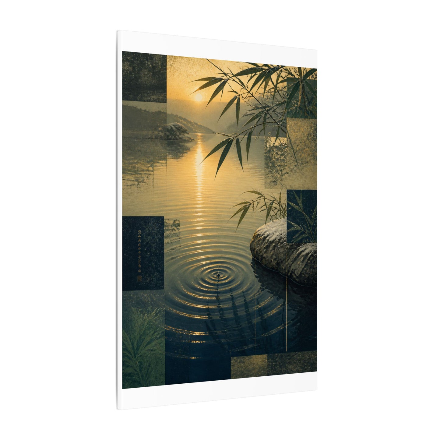 Zen Water Ripple in Golden Hour | Ukiyo E Inspired Canvas Art