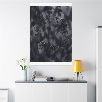 Dried Flowers Canvas Art | Winter Dark Japandi Shadow Zen Art