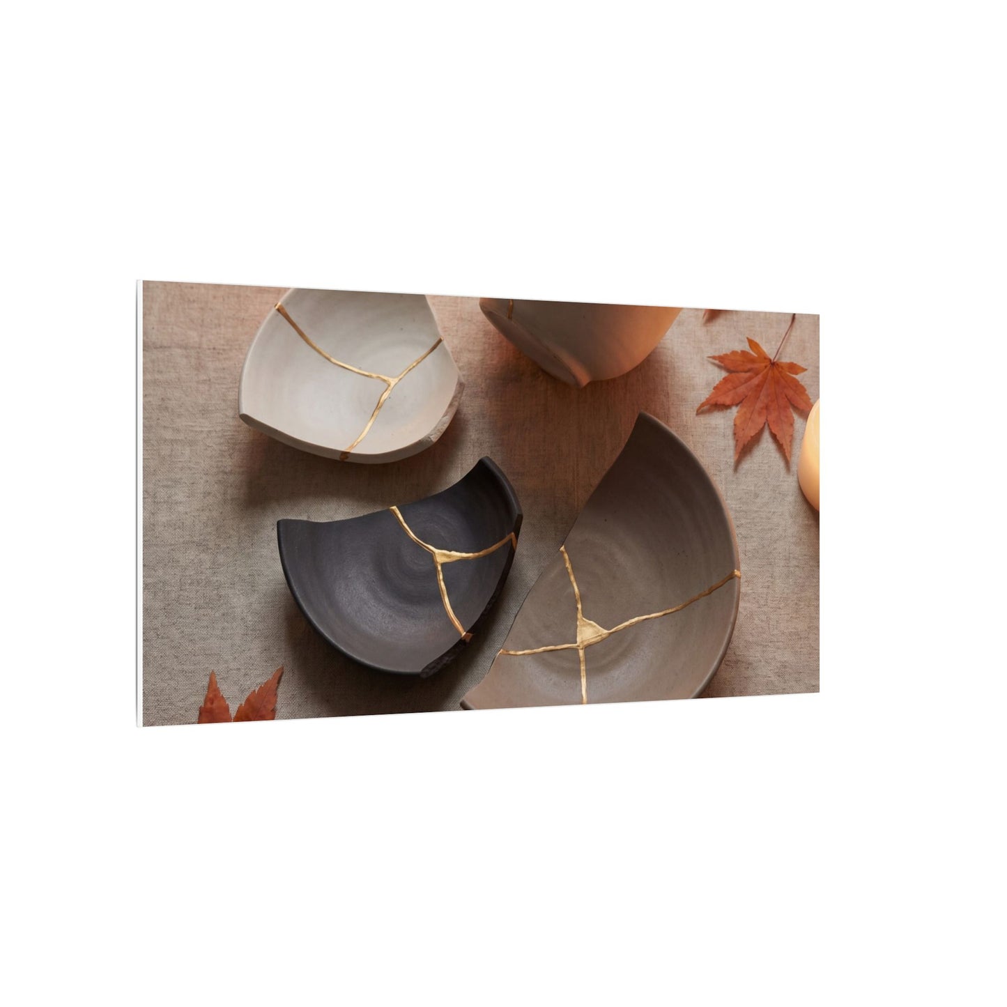 Candlelight Broken Pottery Canvas Art - Japandi Ma