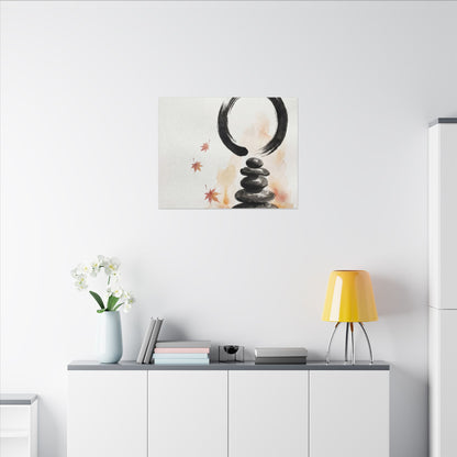 River Stones Canvas Art | Autumn Zen Enso Art