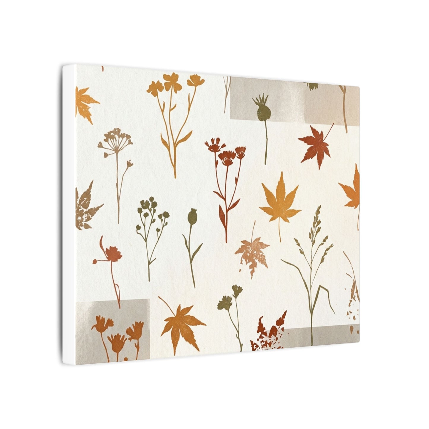 Autumn Dried Flowers Japanese Pattern Canvas Art | Elegant Decor