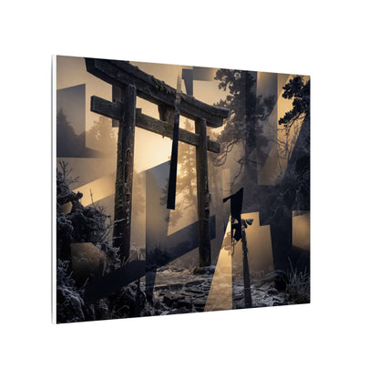 Winter Torii Gate Moody Minimal Canvas Art | Bold Decor
