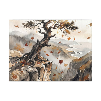 Autumn Pine Tree Watercolor Canvas Art | Warm Decor