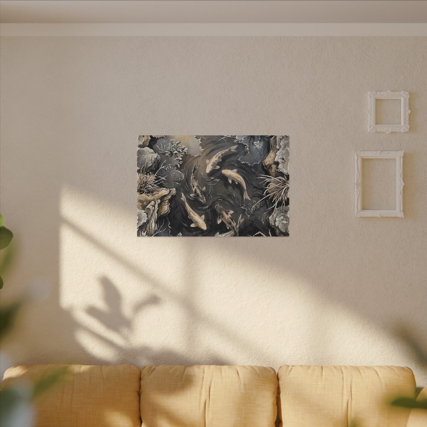 Koi Pond Canvas Art | Winter Japandi Japanese Pattern Art
