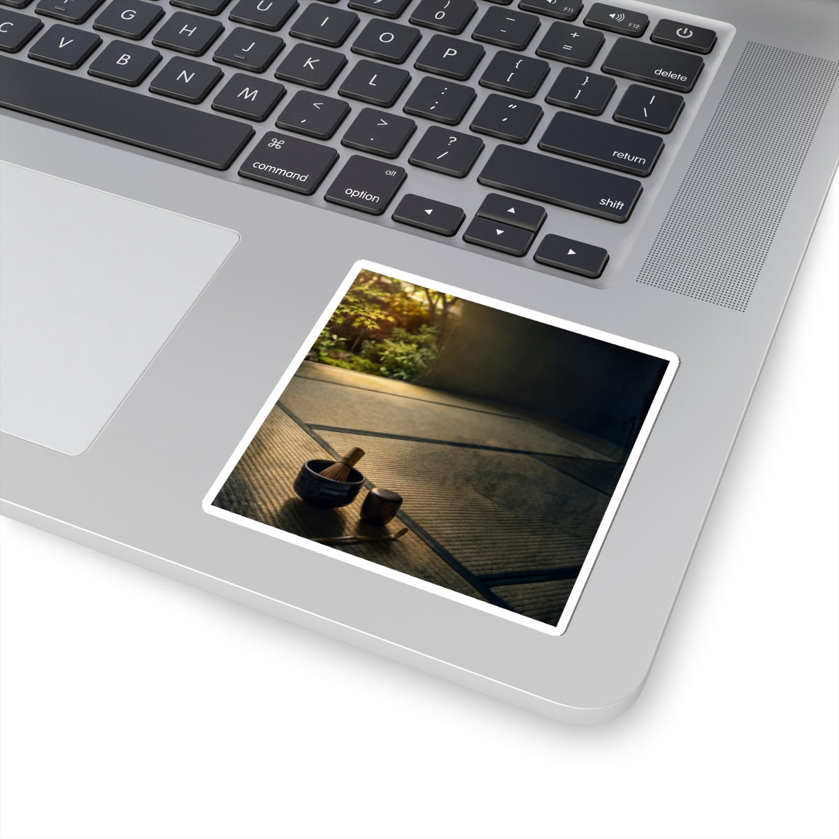 Dark Japandi Tea Ceremony in Golden Hour | Dark Texture Sticker Art Print