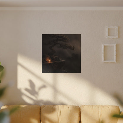Pine Tree Shadow Zen Canvas Art | Luxurious Dark Japandi Art