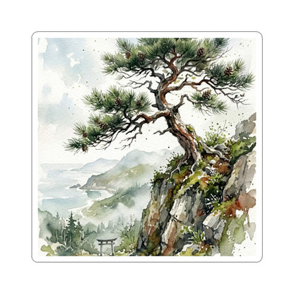 Pine Tree Sticker | Spring Japandi Watercolor Art