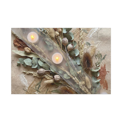 Candlelight Dried Flowers Canvas Art - Japandi Kanso Art Print