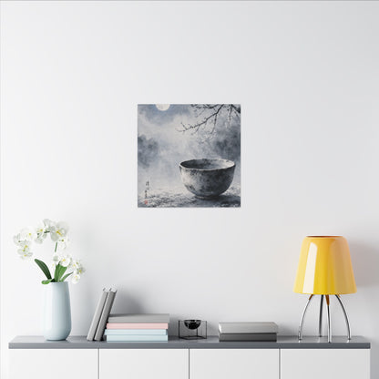 Seijaku Ceramic Bowl Canvas Art - Zen Sumi E
