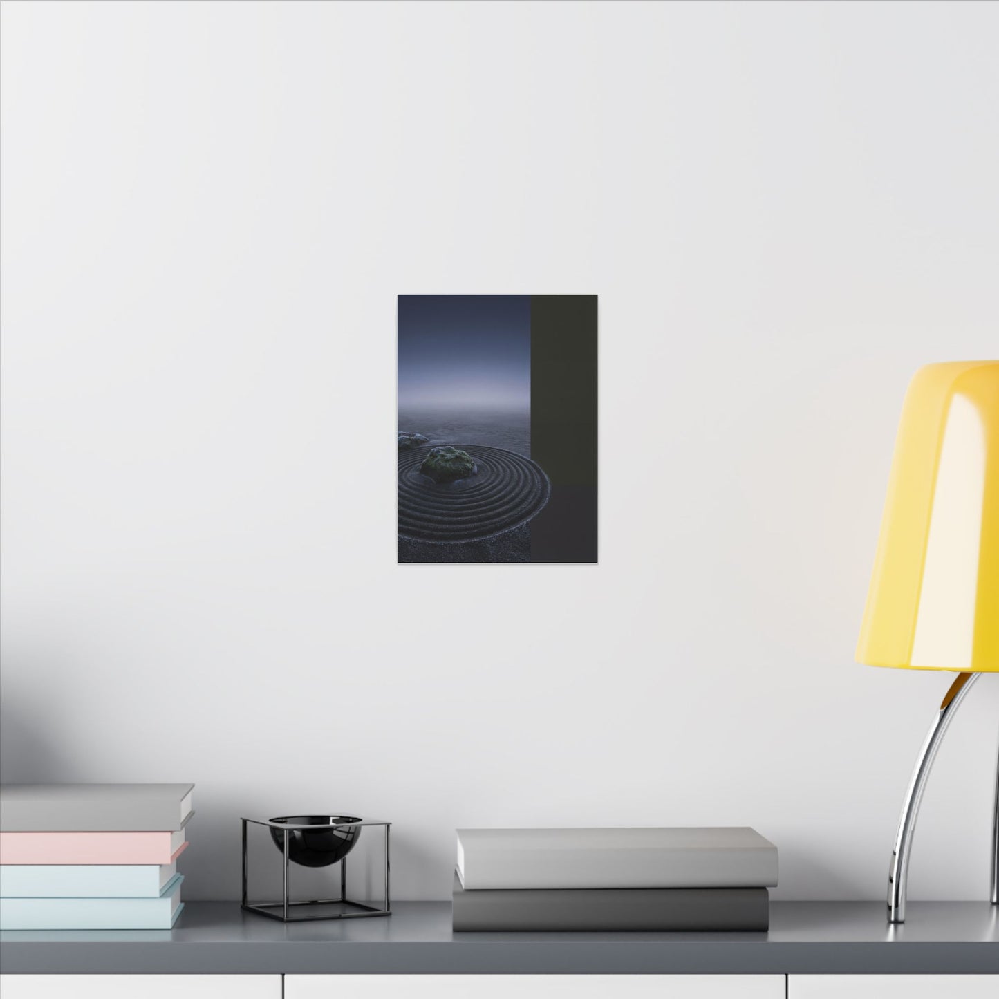 Ma Rock Garden Canvas Art - Dark Japandi Moody Minimal