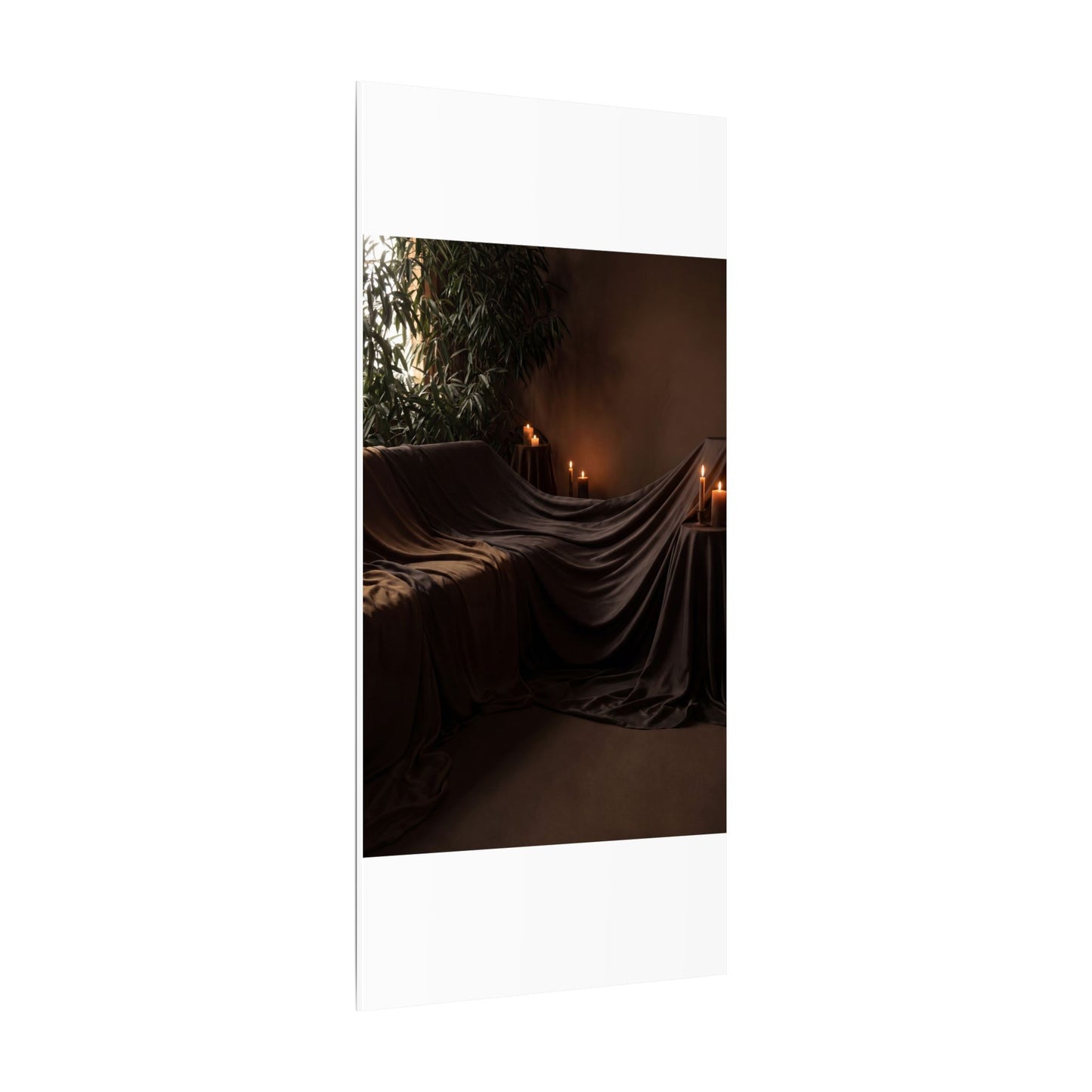 Candlelight Silk Drape Canvas Art - Dark Japandi Ma