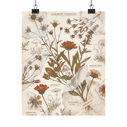 Winter Dried Flowers Herbarium Wall Art Print | Rustic Decor Art Print