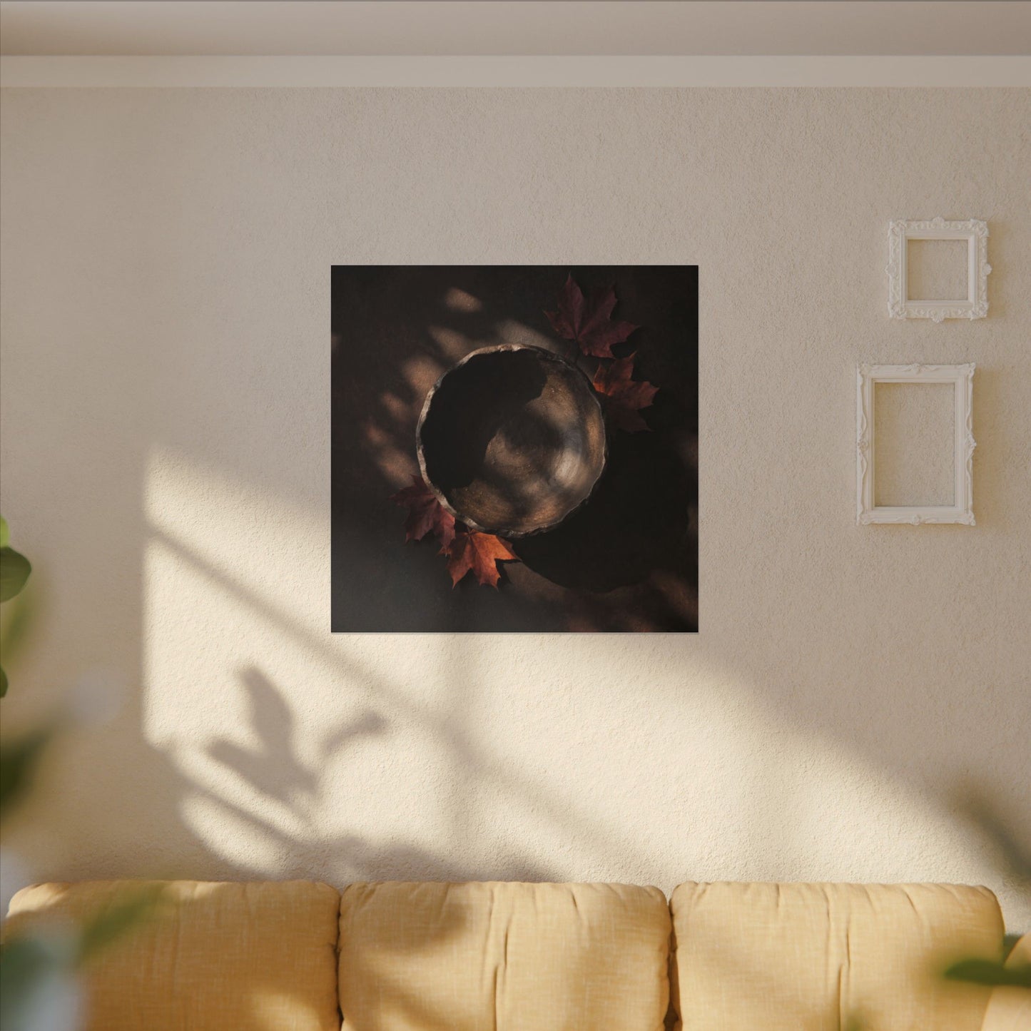 Ceramic Bowl Canvas Art | Autumn Dark Japandi Dark Texture Art