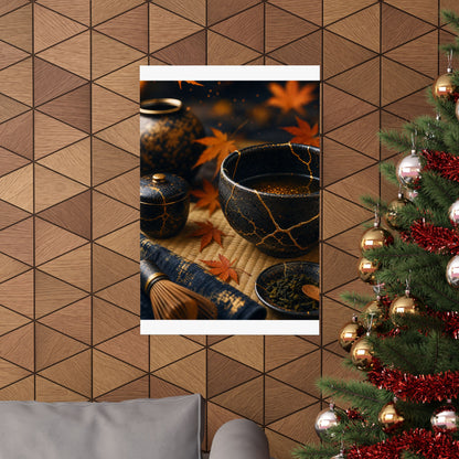 Tea Ceremony Gold Repair Wall Art Print | Healing Kintsugi Art