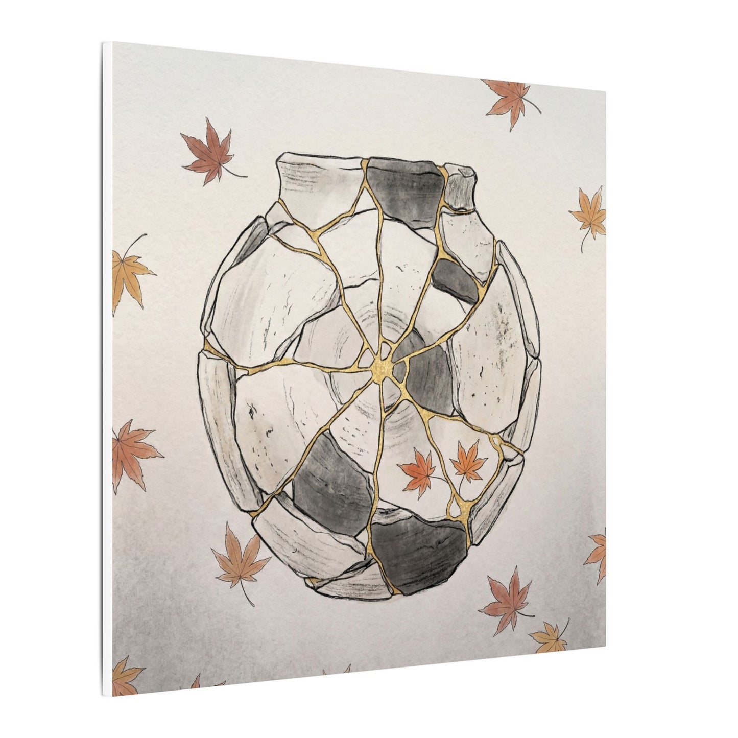 Japandi Broken Pottery in Dawn | Minimal Line Canvas Art