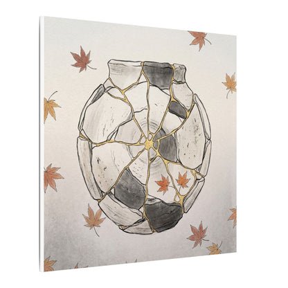 Japandi Broken Pottery in Dawn | Minimal Line Canvas Art