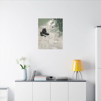 Shibui Rock Garden Canvas Art - Zen Ukiyo E Inspired