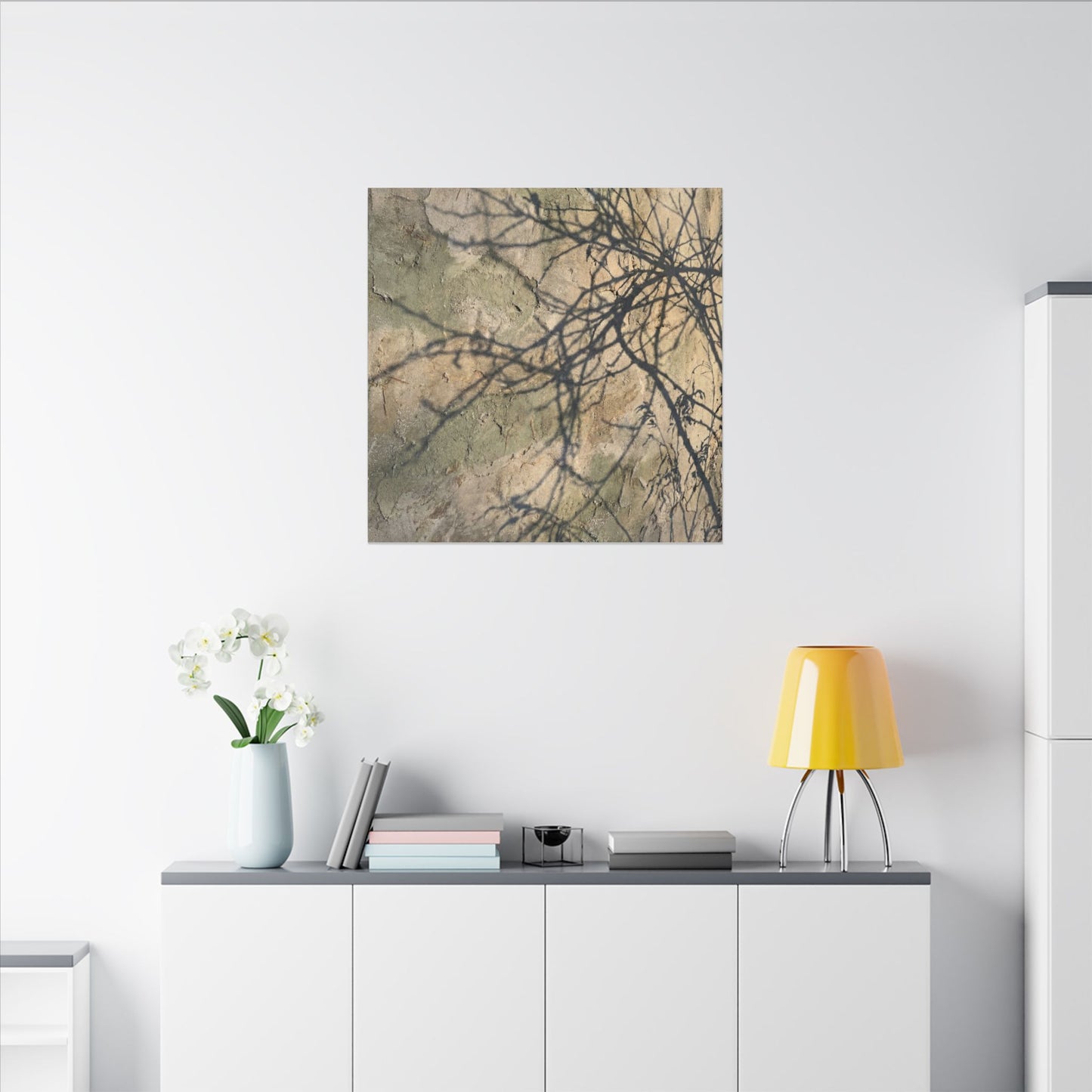 Japandi Shadow Play in Golden Hour | Texture Canvas Art